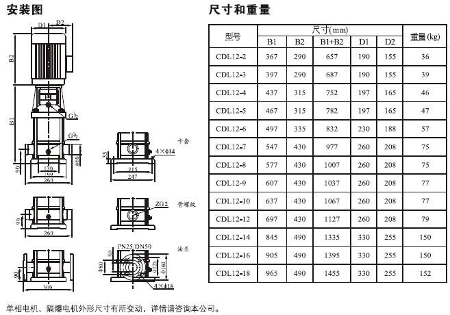 CDL立式多級離心泵安裝尺寸圖 CDL立式多級離心泵安裝尺寸圖